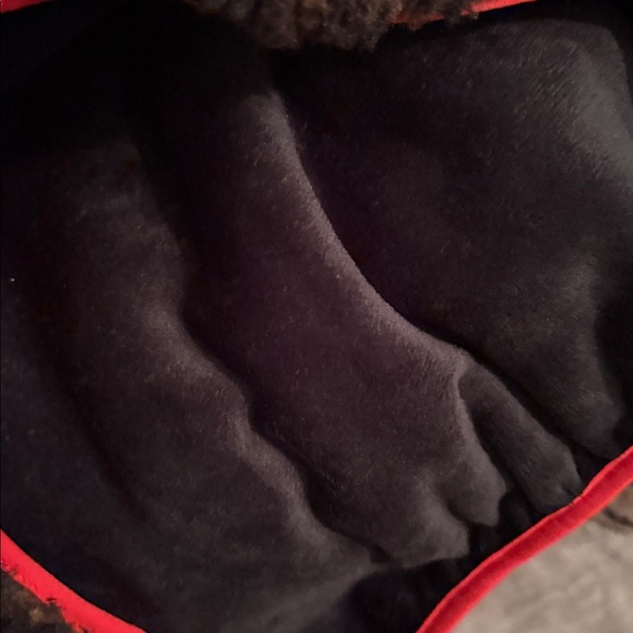 Rumored Brown Cheetah Teddy Sherpa Jacket with Red Trim - Picture 4 of 4